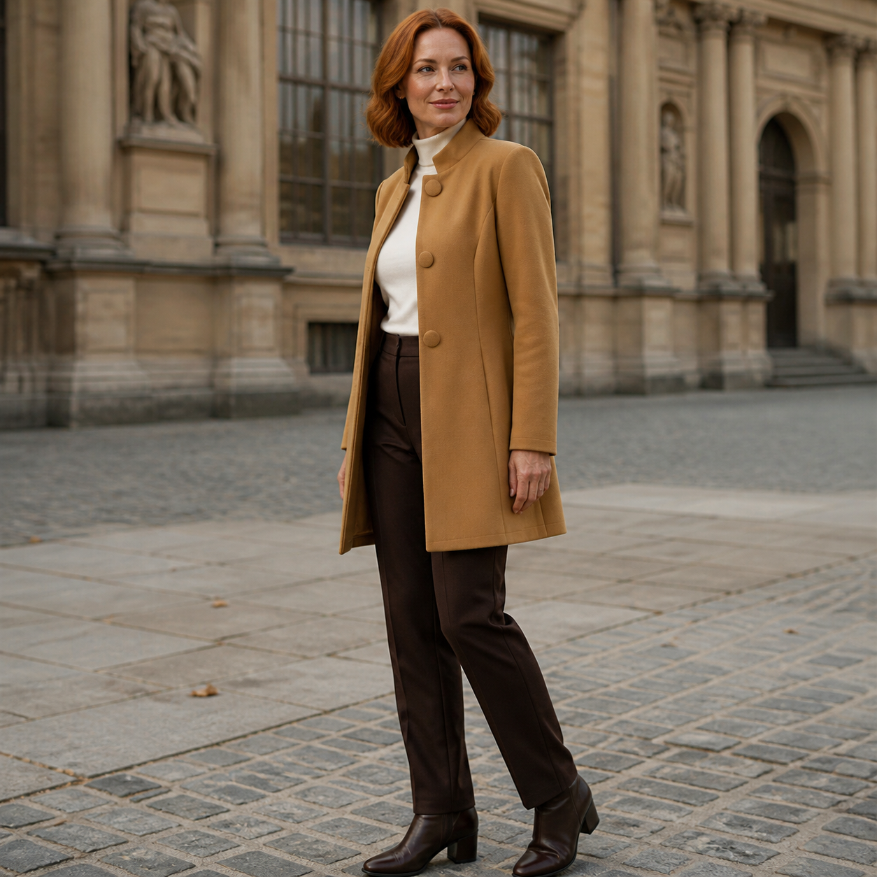 Palton Maisie Cămila – vedere laterală
