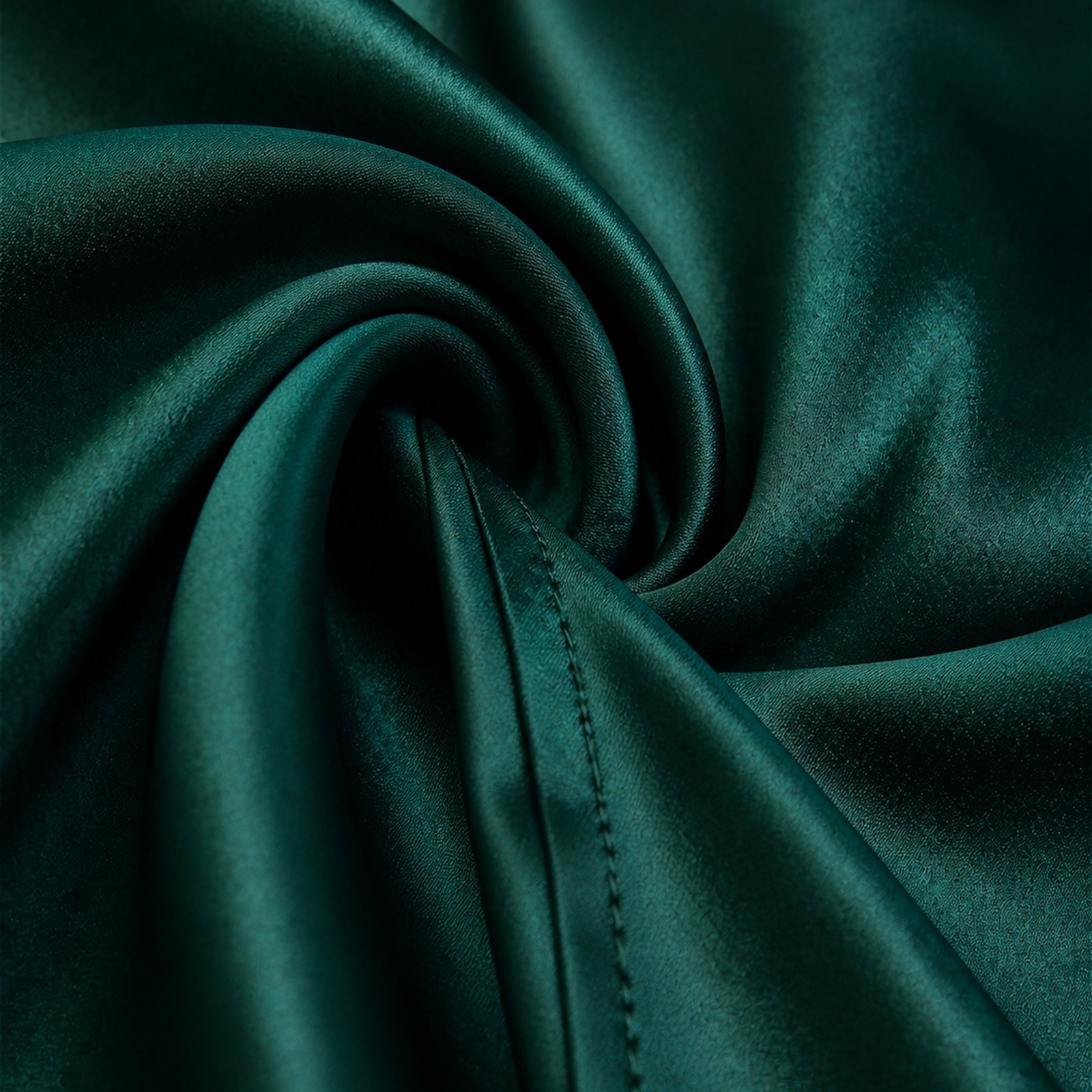 Detaliu de satin verde al rochiei maxi Mara