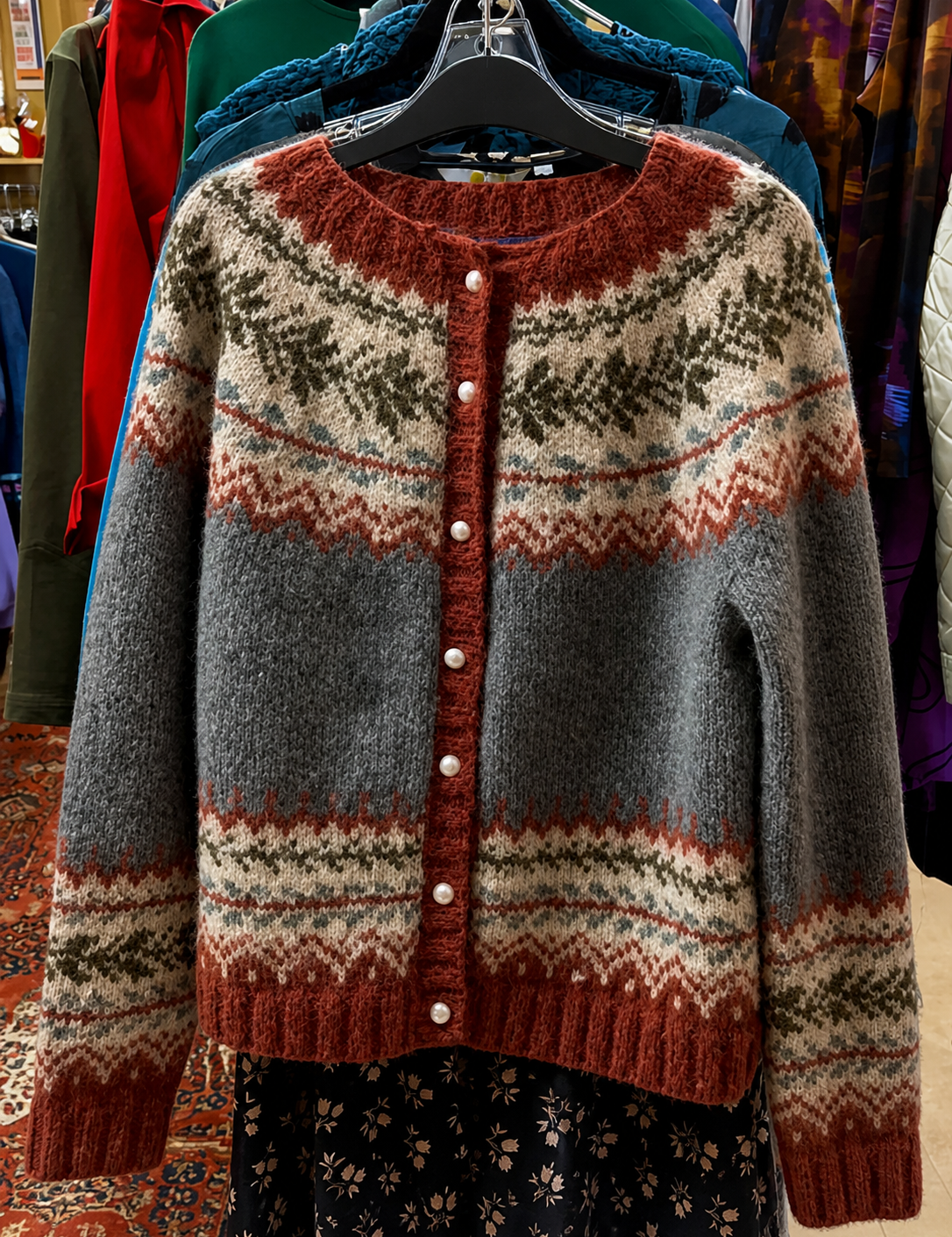 Maria-Andreea cardigan tricotat cu model nordic – vedere frontală