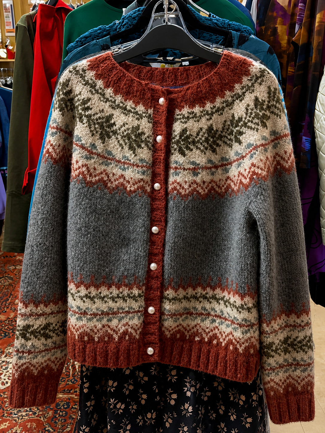 Maria-Andreea cardigan tricotat cu model nordic – vedere frontală