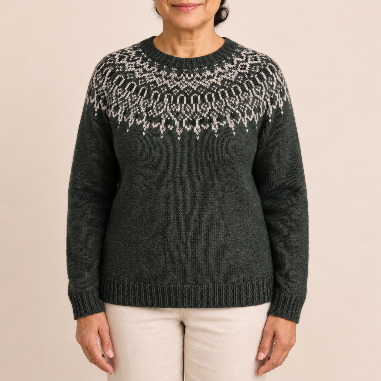 Maria-Cristina – Nordpullover Grün – Produktansicht