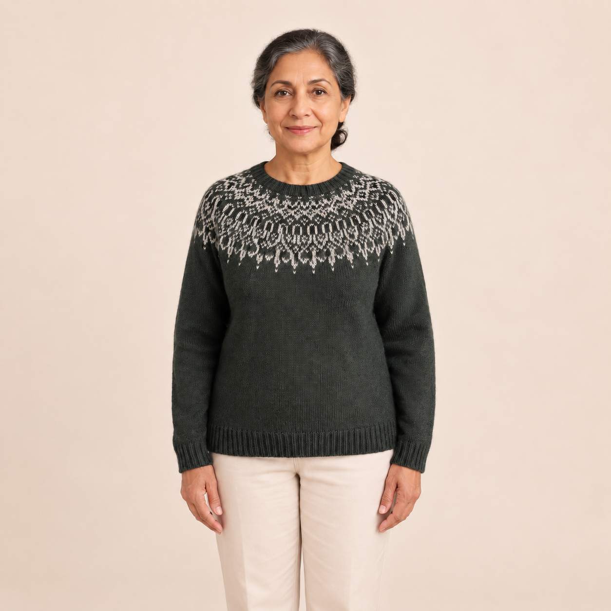 Maria-Cristina – Nordpullover Grün – Vorderansicht