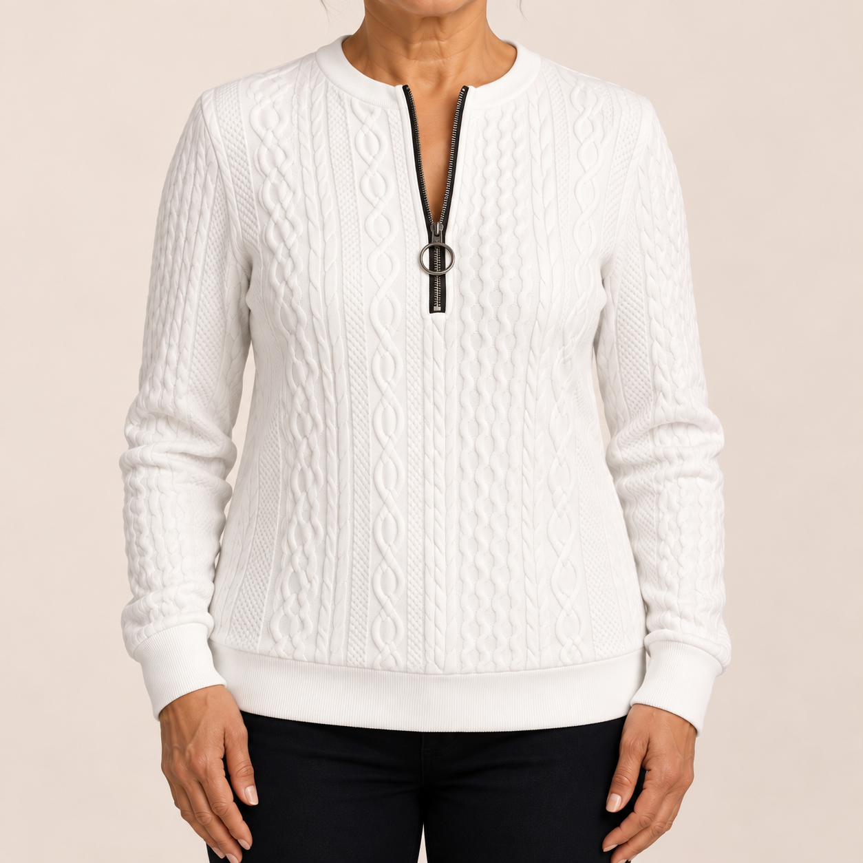 Maria-Valentina Pullover – Weiß – Detailansicht