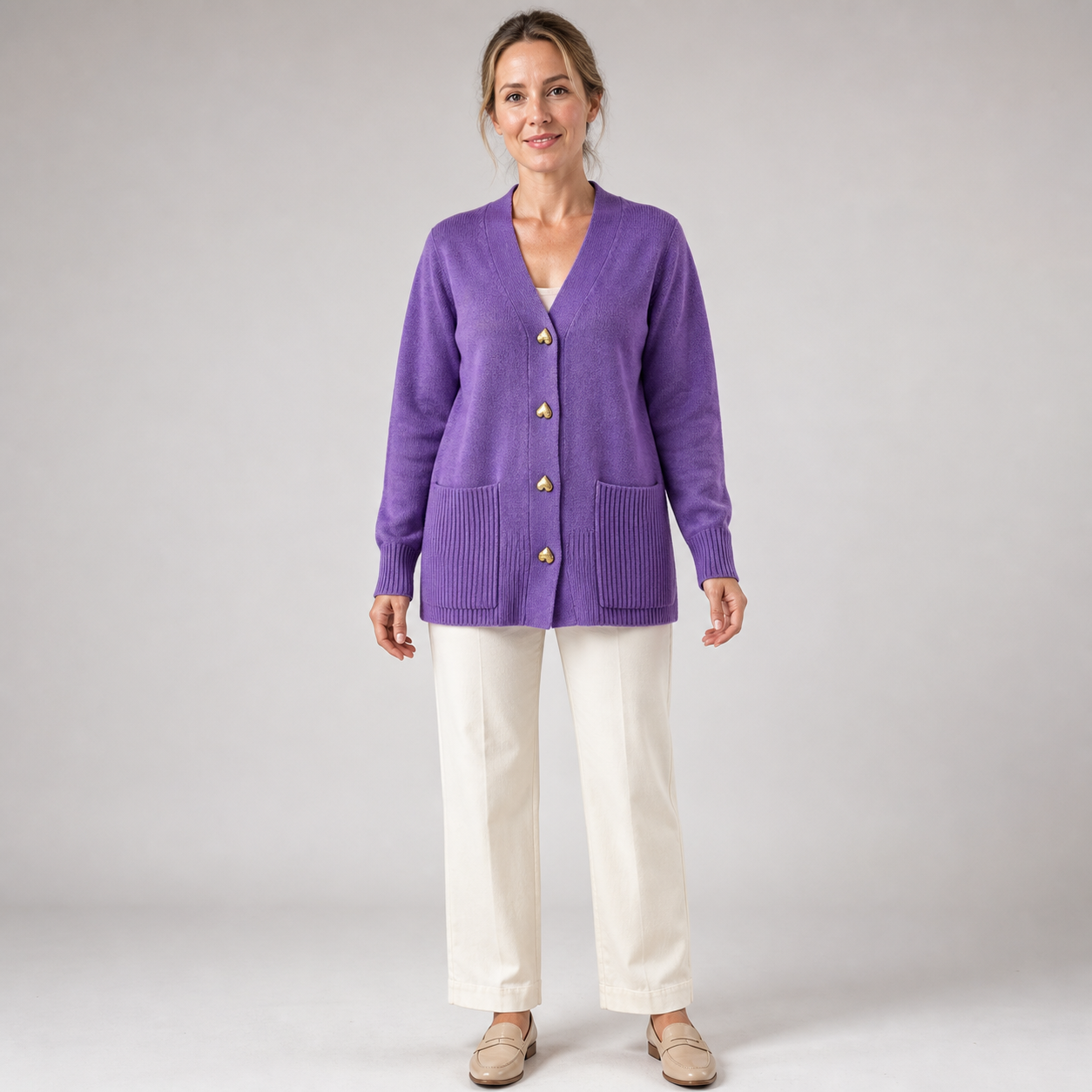 Michaela cardigan Violet - vedere frontală