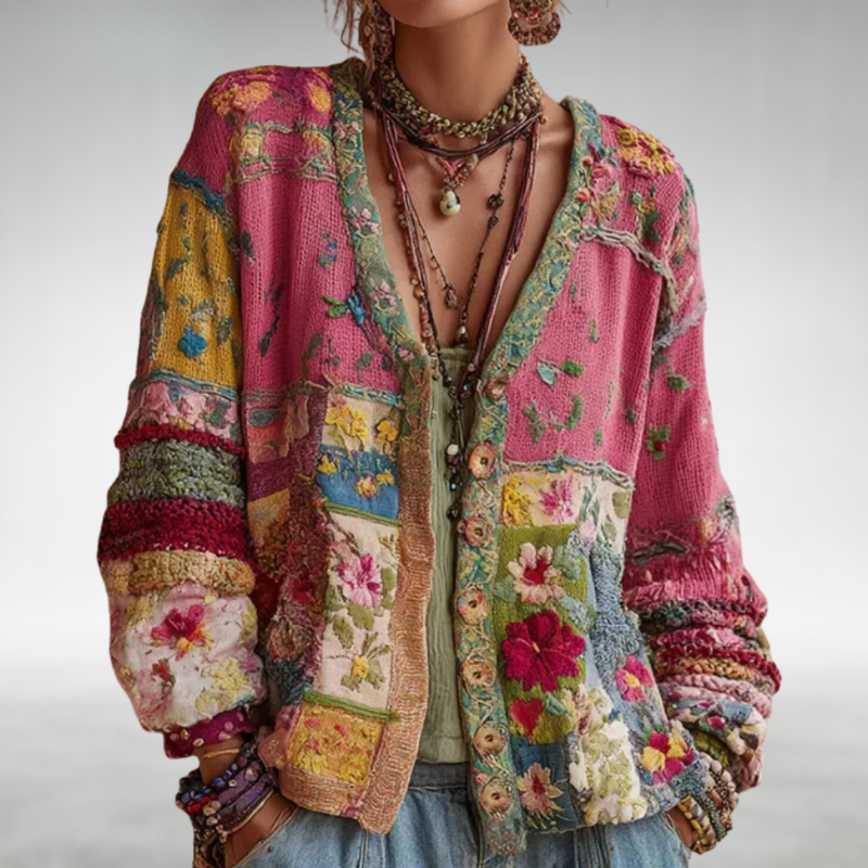 Milla - cardigan boho multicolor, vedere 2