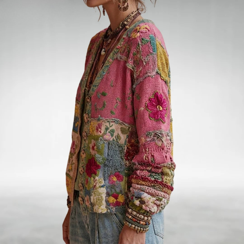 Milla - cardigan boho multicolor, vedere 3