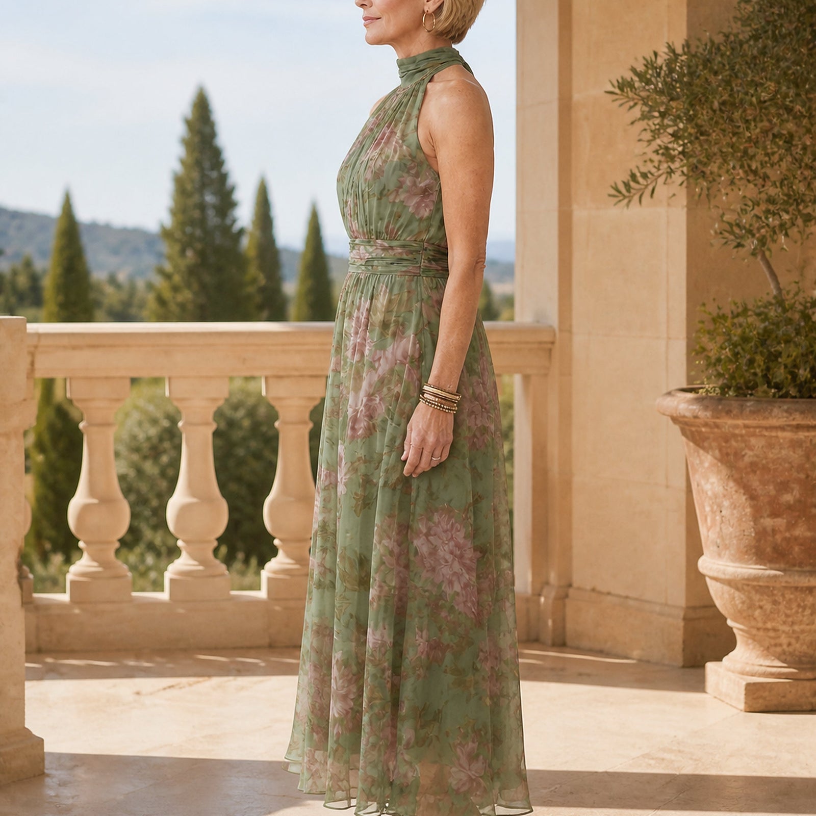 Mirelle rochie midi florală - vedere laterală
