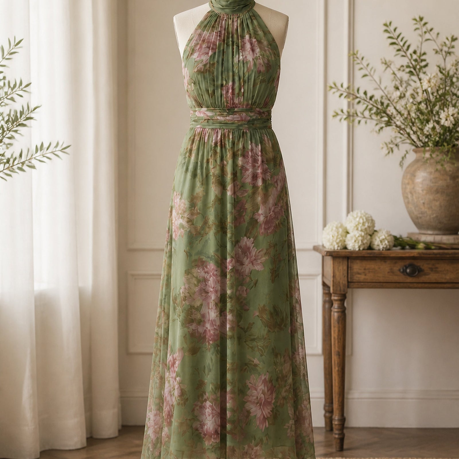 Mirelle rochie midi florală - prezentare pe manechin