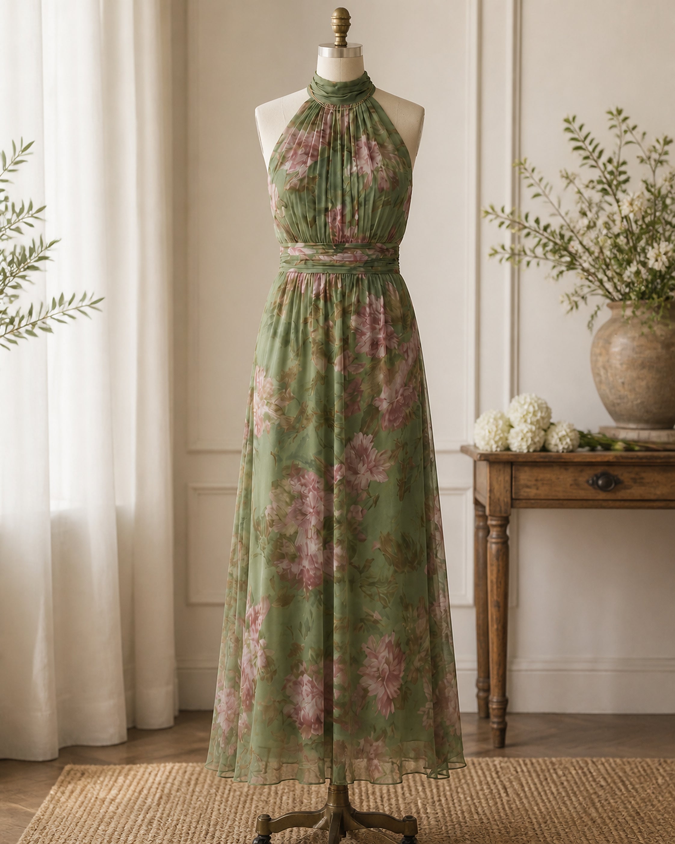 Mirelle rochie midi florală - prezentare pe manechin