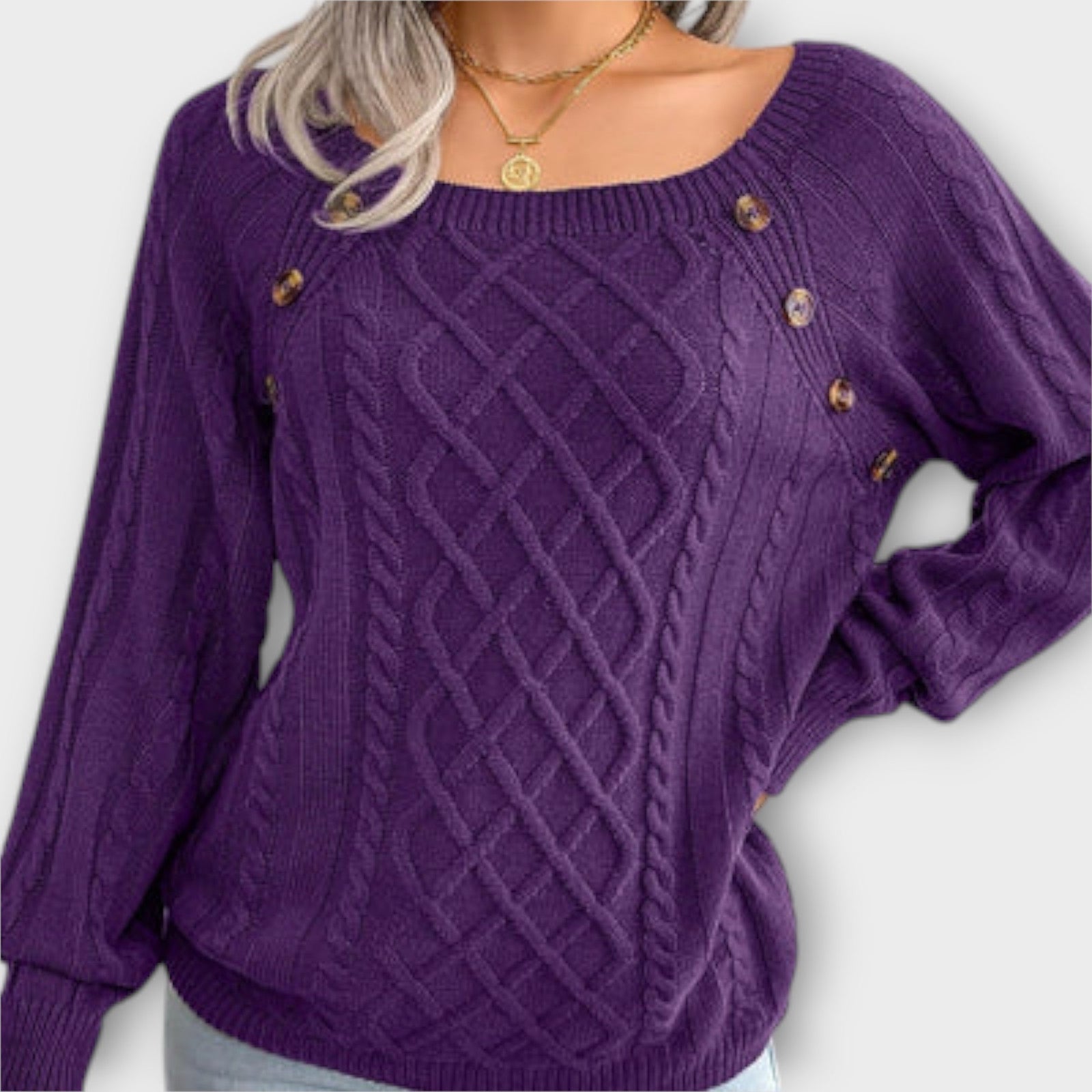 Neppari - pulover tricotat cu nasturi, culoare Mov