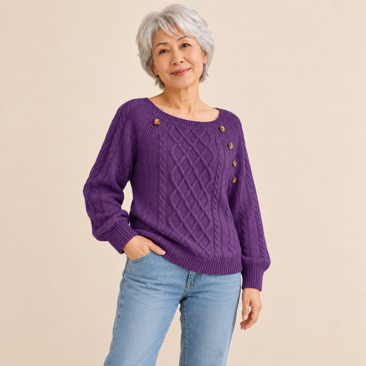 Neppari Pullover – Lila – vollständige Ansicht am Model