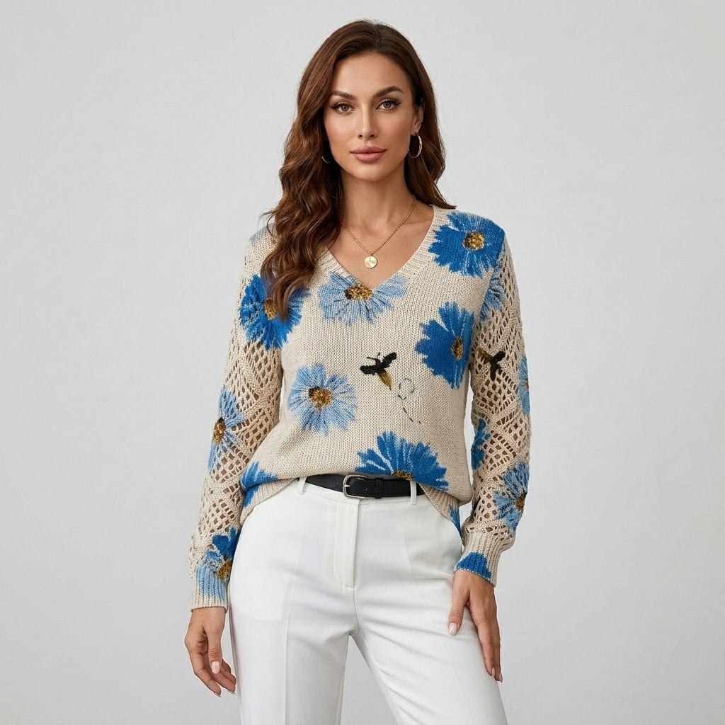 Aura | Eleganter, vielseitiger floraler Pullover