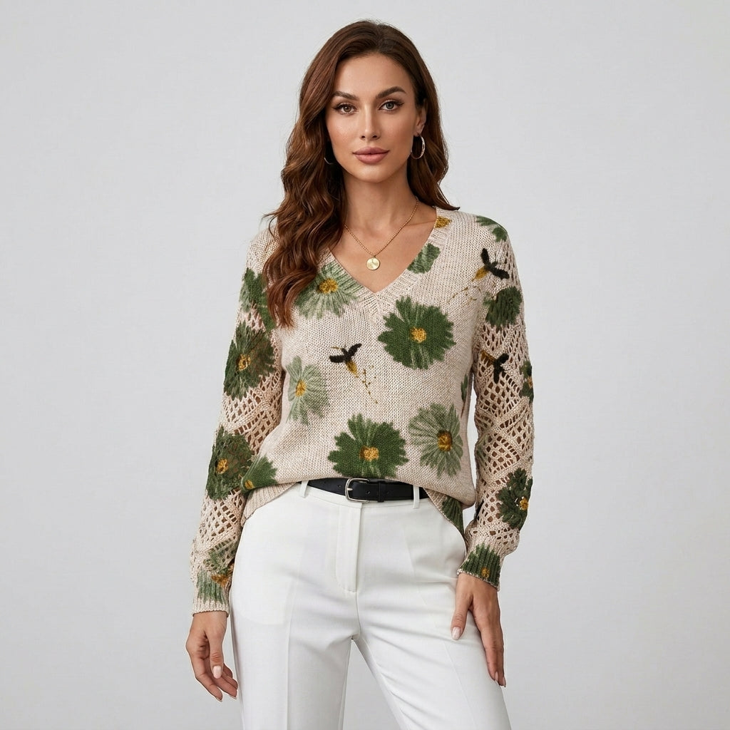 Aura | Eleganter, vielseitiger floraler Pullover