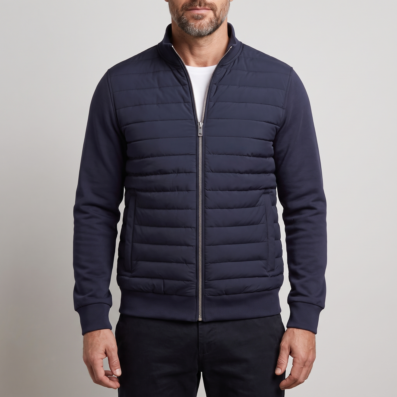 Noah Hybridjacke – Marineblau, Vorderansicht