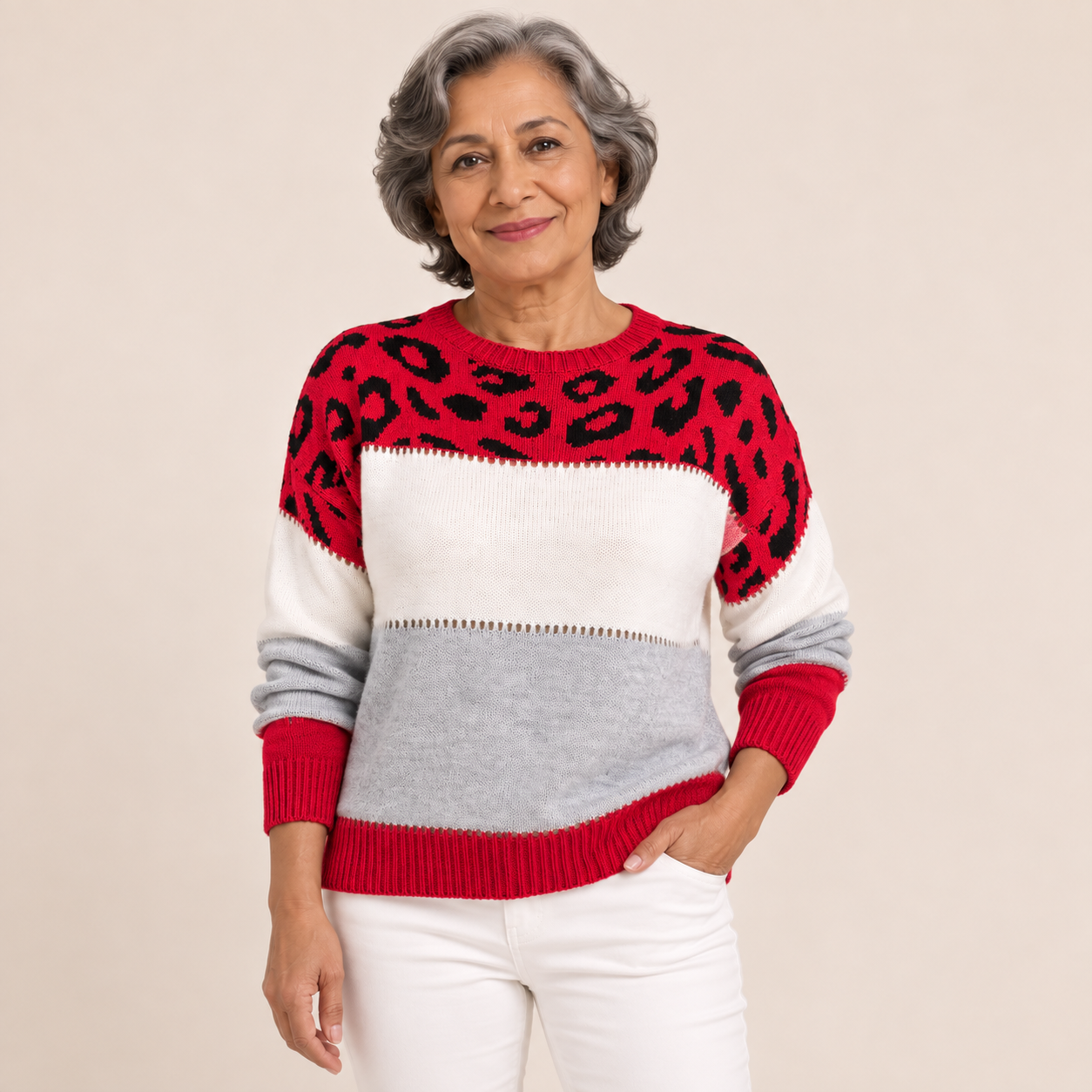 Patricia – Leopullover – Rot