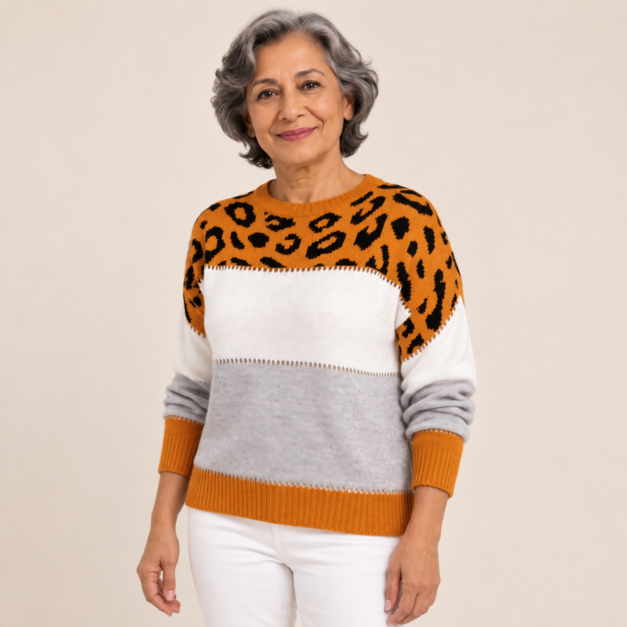 Patricia – Leopullover – Orange