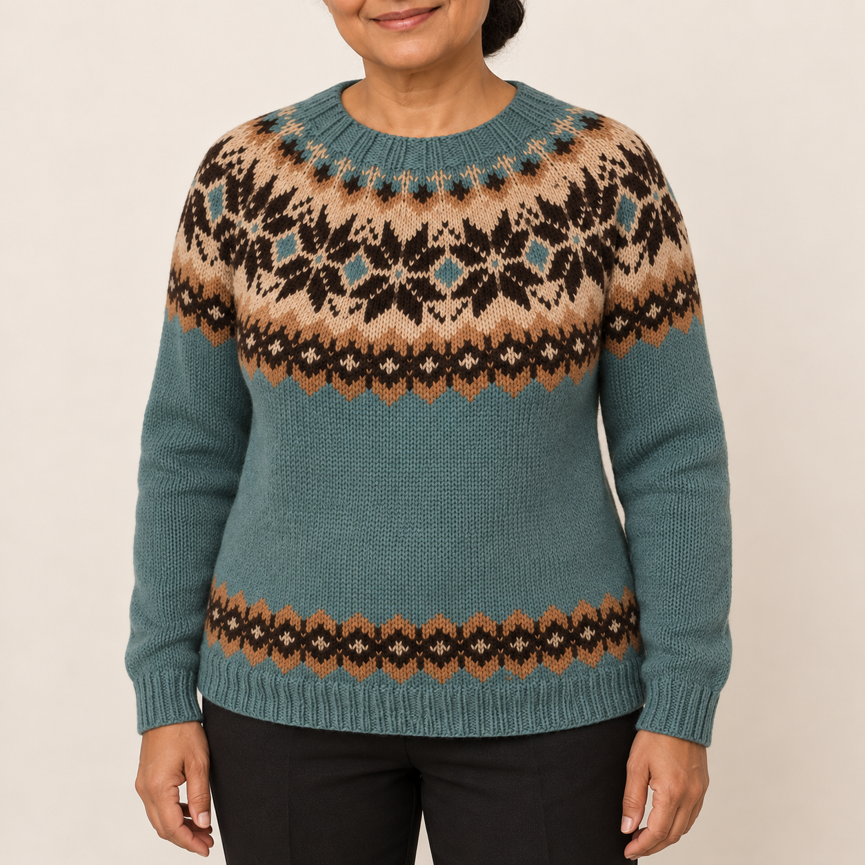 Roxana – Norwegerpullover Petrol – Produktansicht