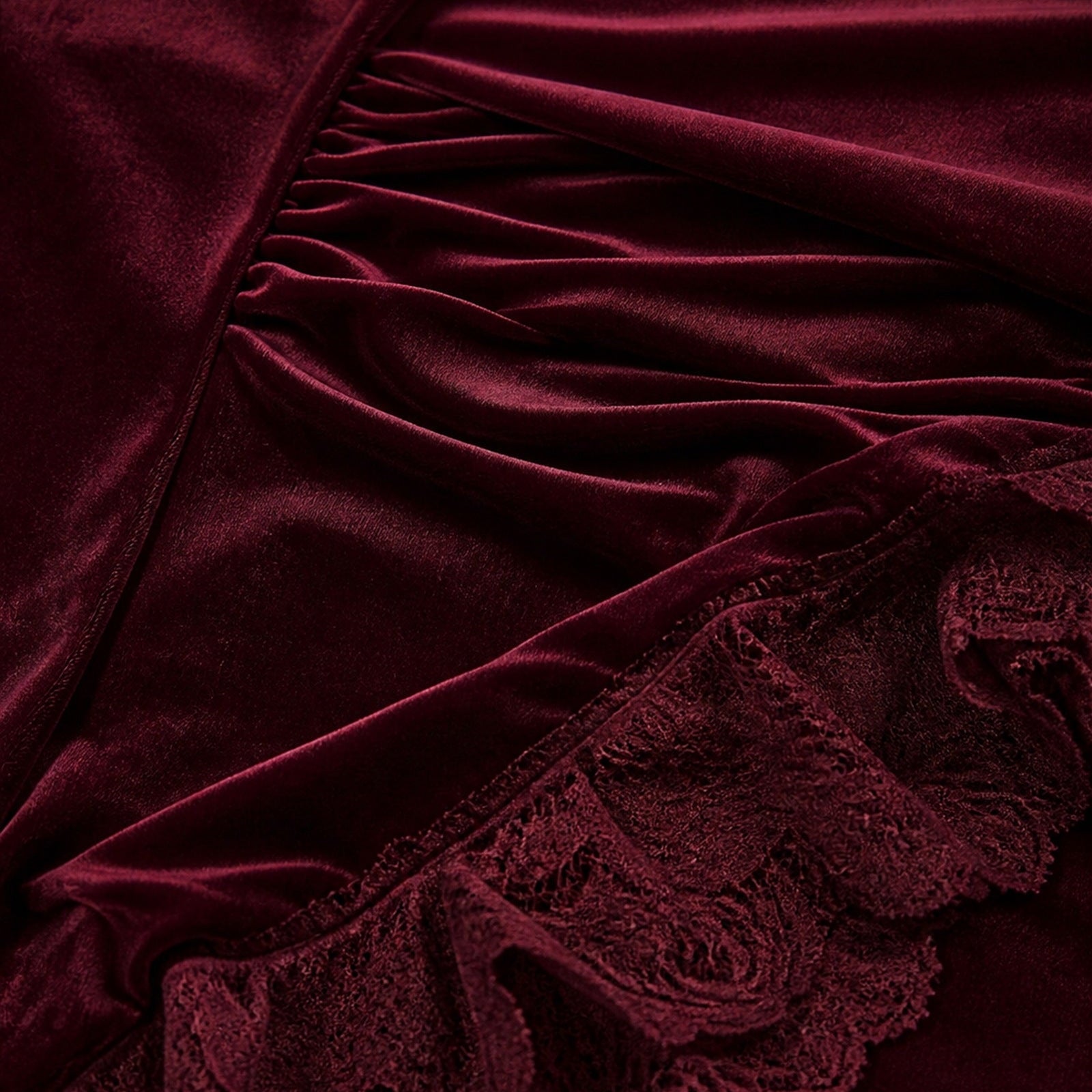 Sabina rochie burgundy din catifea - detaliu țesătură