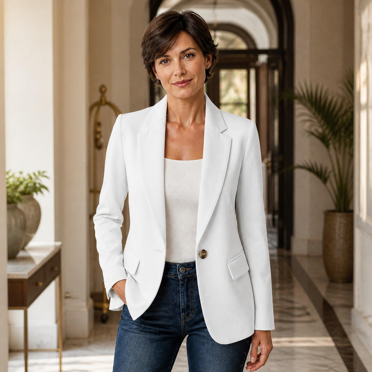 Sacou Sheryl alb – vedere frontală