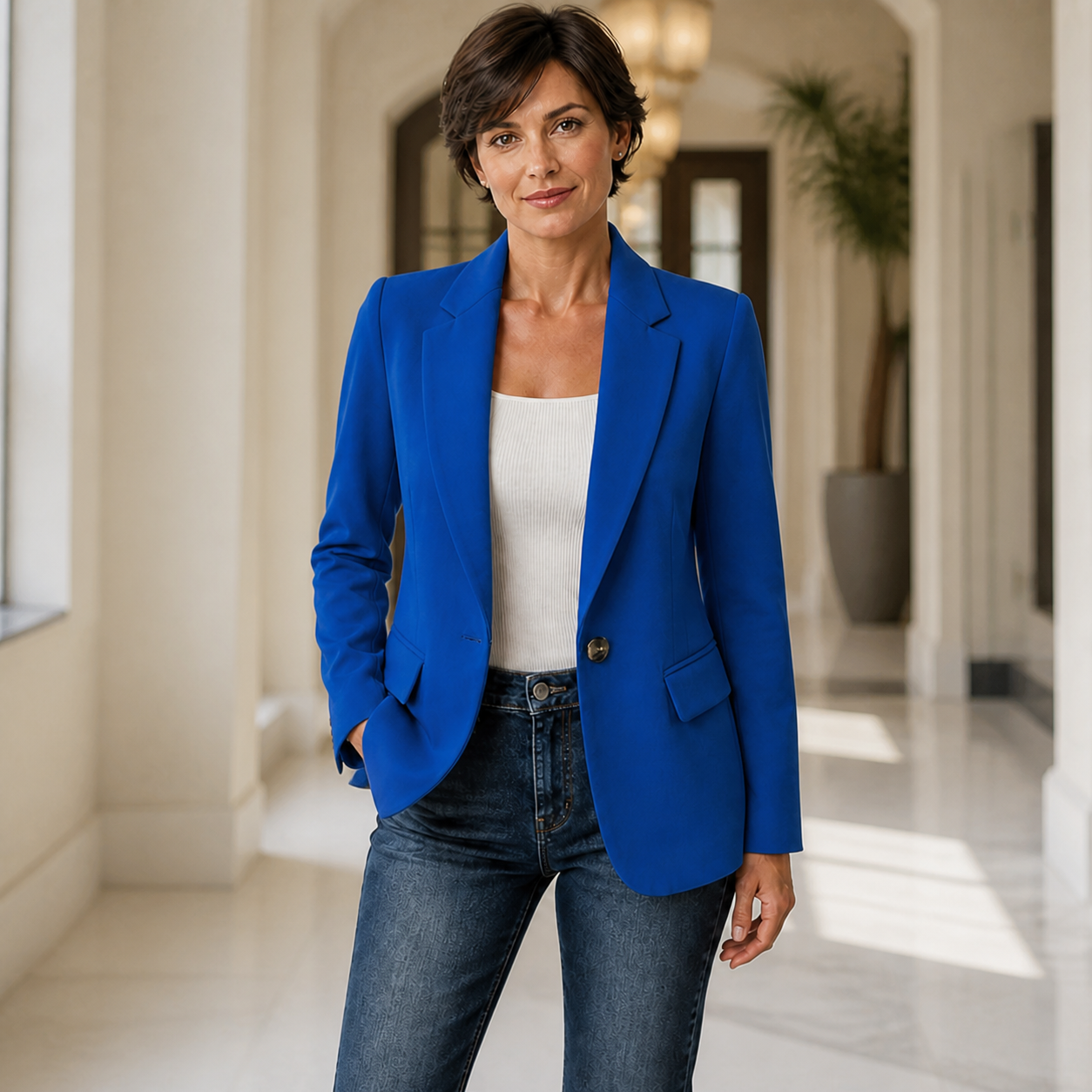 Sacou Sheryl albastru – vedere frontală