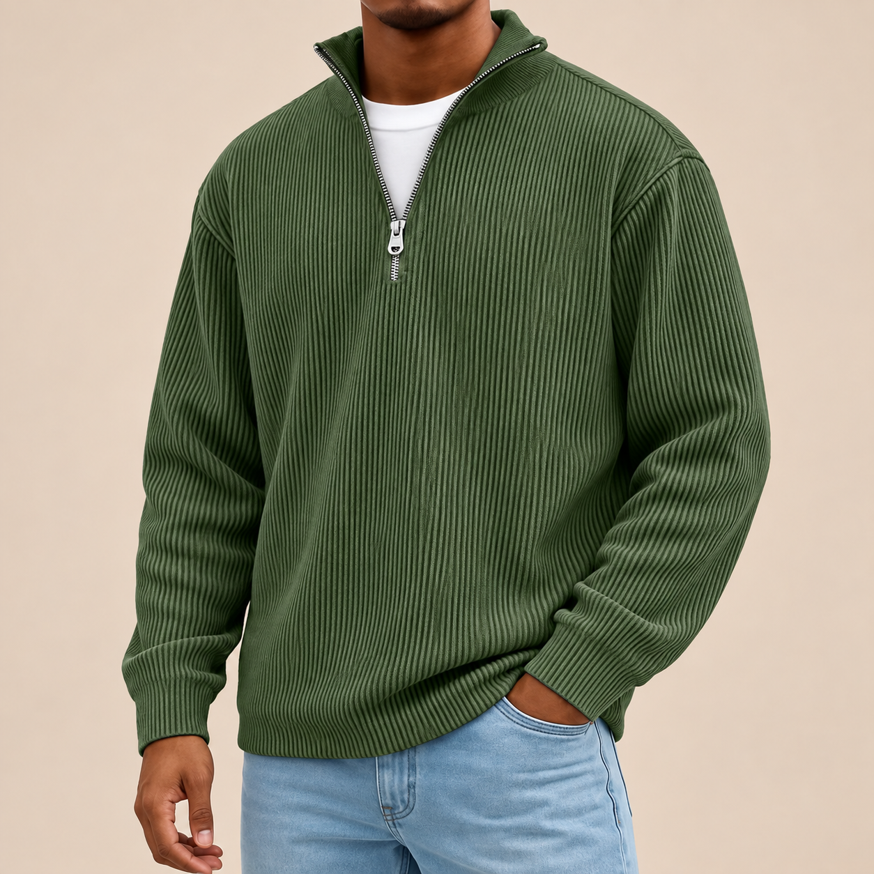 Silviu Pullover – Armeegrün