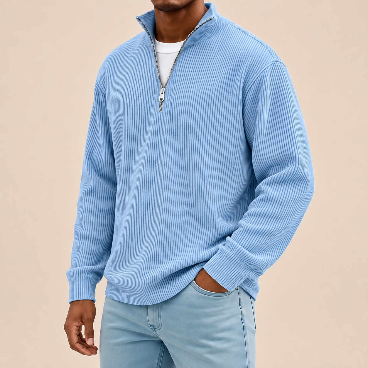 Silviu Pullover – Blau Seitenpose