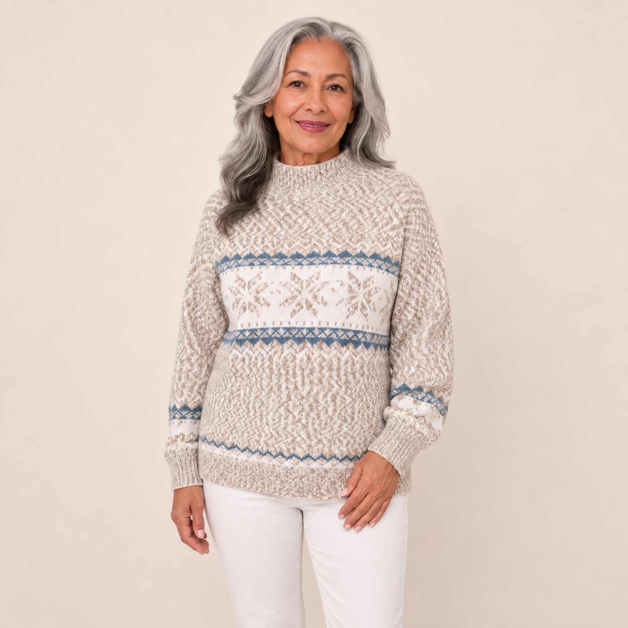 Simona – Nordpullover Beige – Vorderansicht