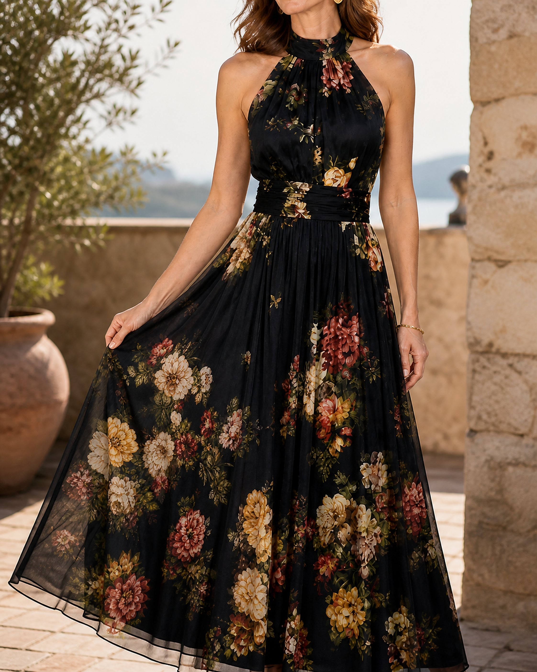Rochie Sior floral negru – detalii de croială