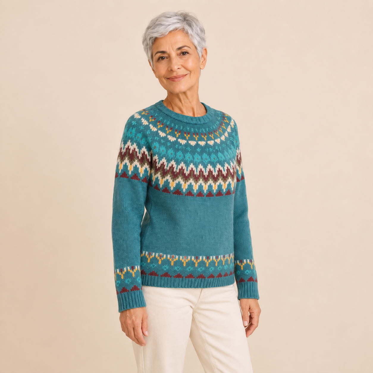 Smaranda – Fair-Isle-Pullover, Dreiviertelansicht