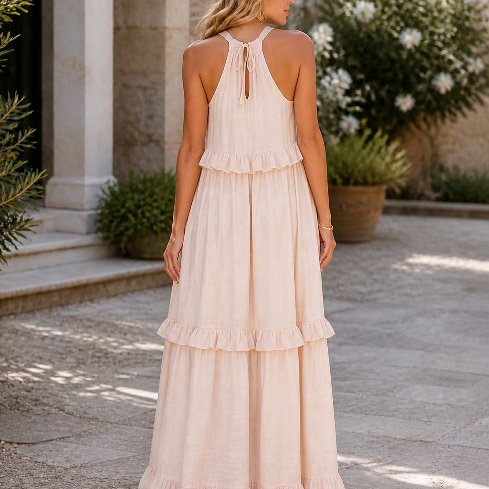 Sorina rochie maxi caise - vedere din spate