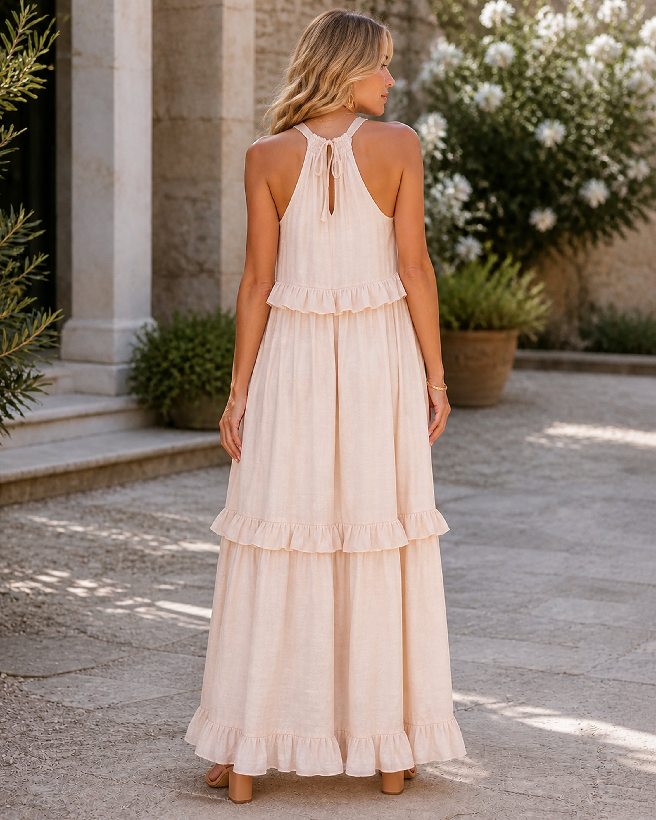 Sorina rochie maxi caise - vedere din spate