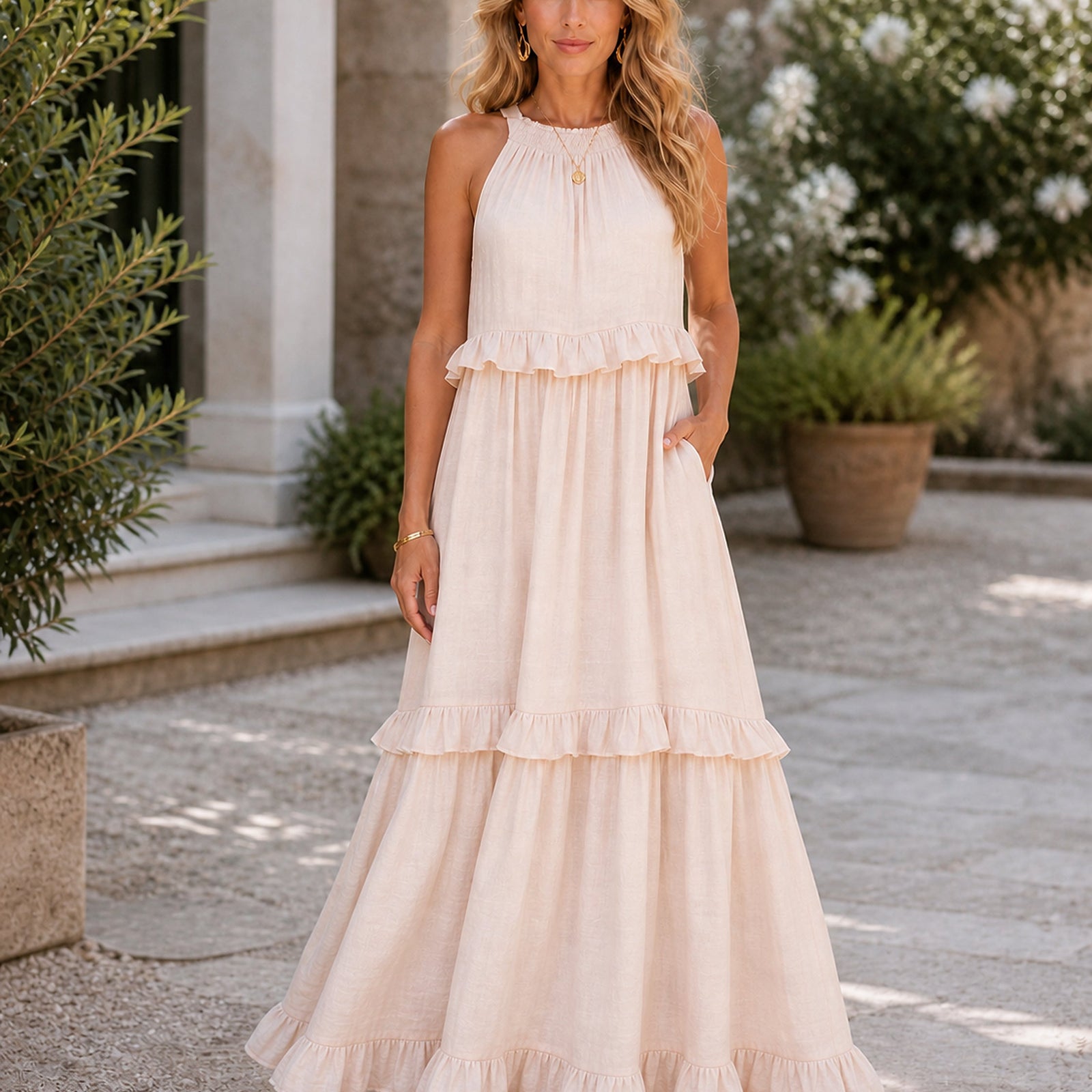 Sorina rochie maxi caise - detalii croiala