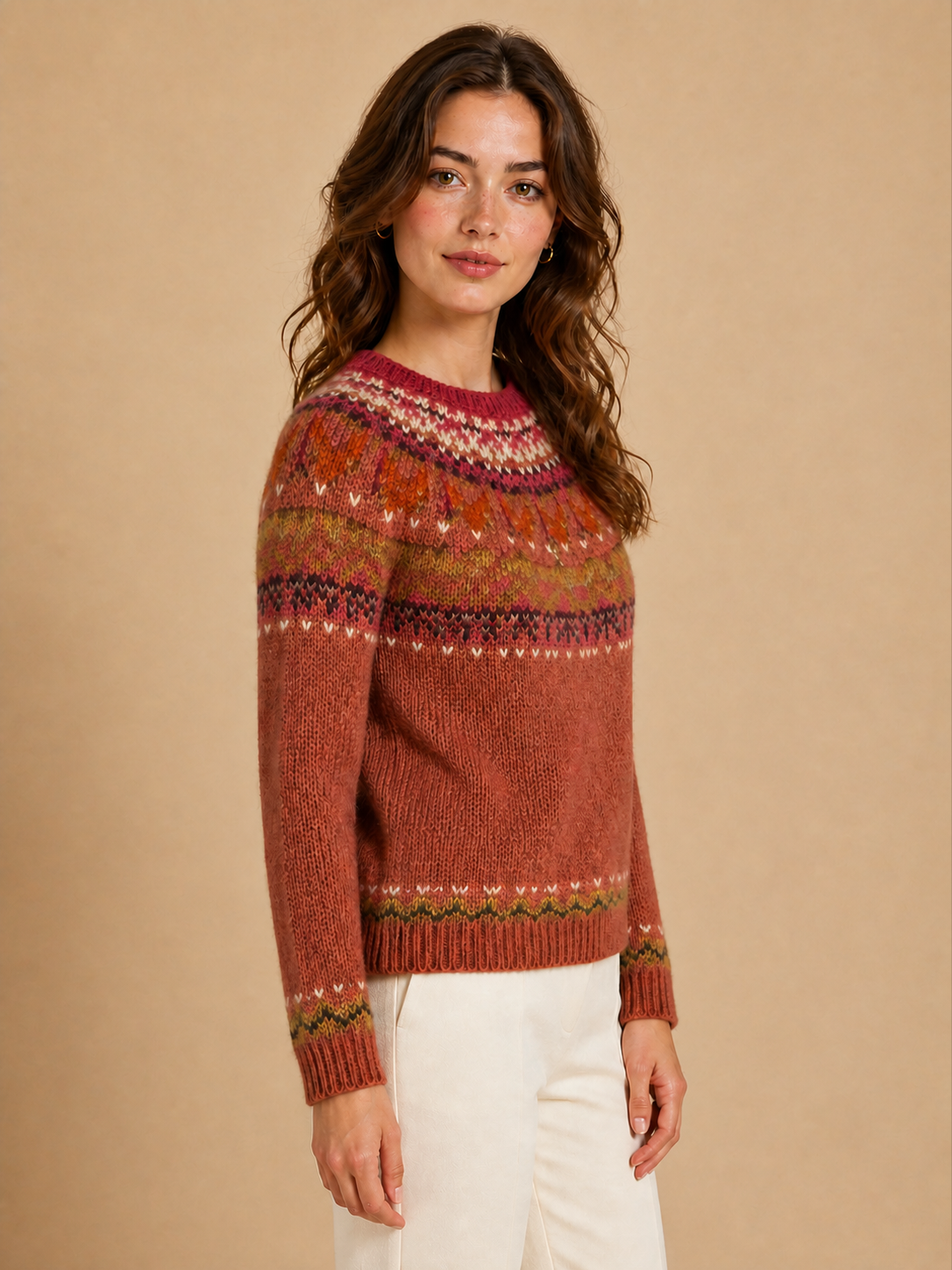 Stela pulover tricotat multicolor - vedere din profil