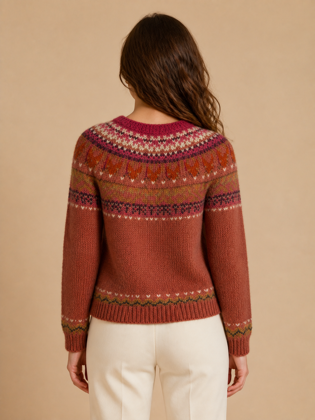 Stela pulover tricotat multicolor - vedere din spate