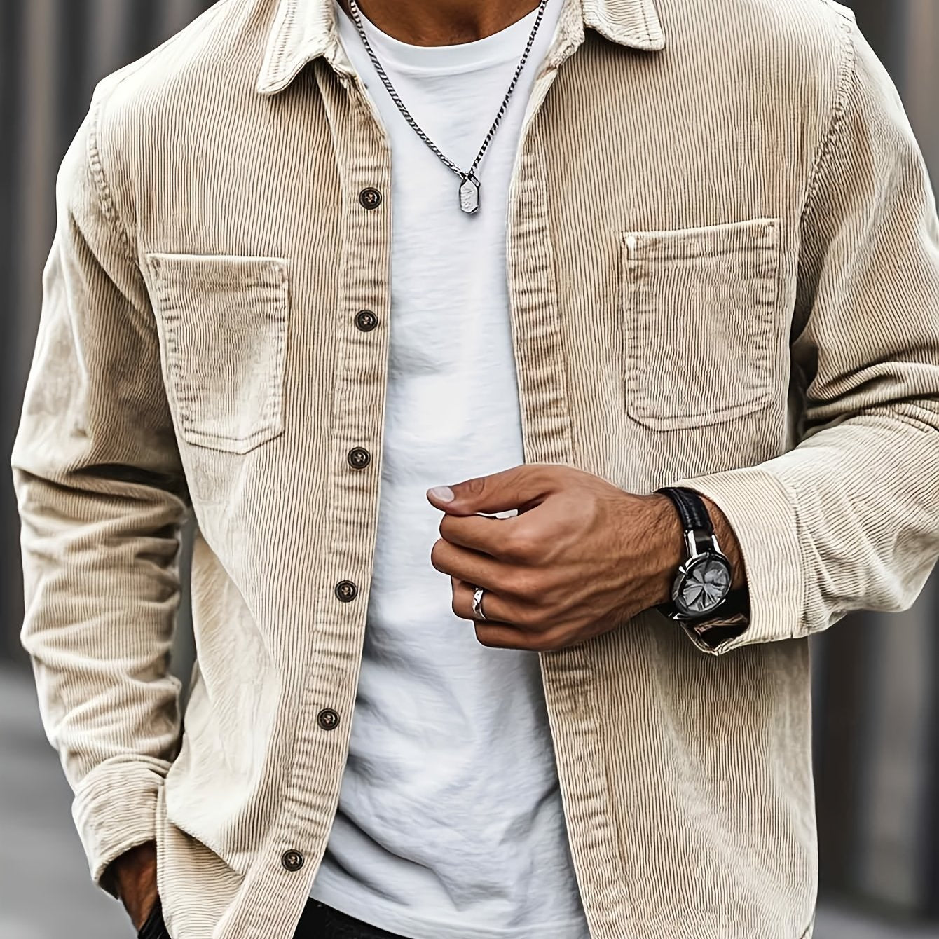 Bryce | Langarm-Overshirt mit Taschen – Produktansicht 1
