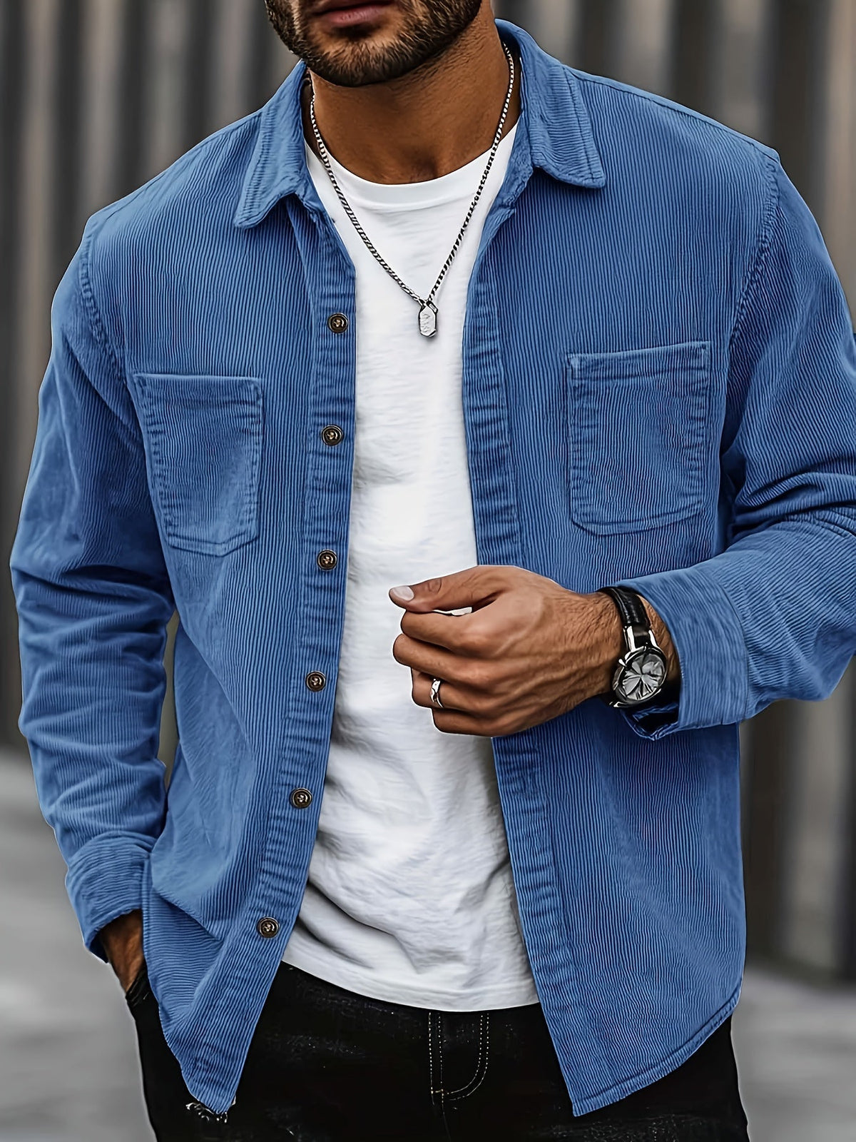 Bryce | Langarm-Overshirt mit Taschen – Produktansicht 22
