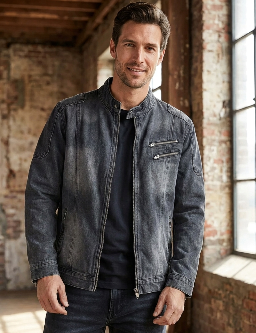 Vintage-Herrenjacke mit Reißverschluss – Produktansicht 1