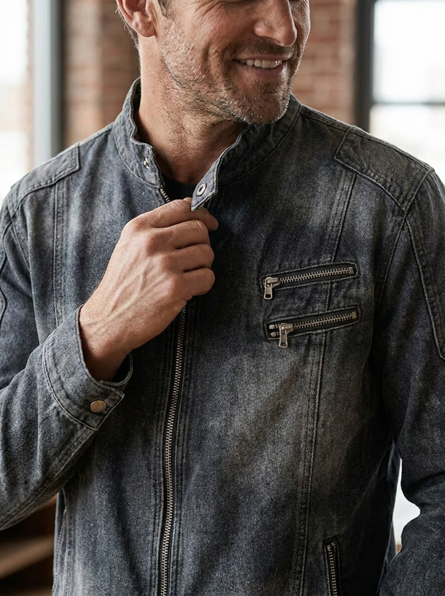Vintage-Herrenjacke mit Reißverschluss – Produktansicht 5