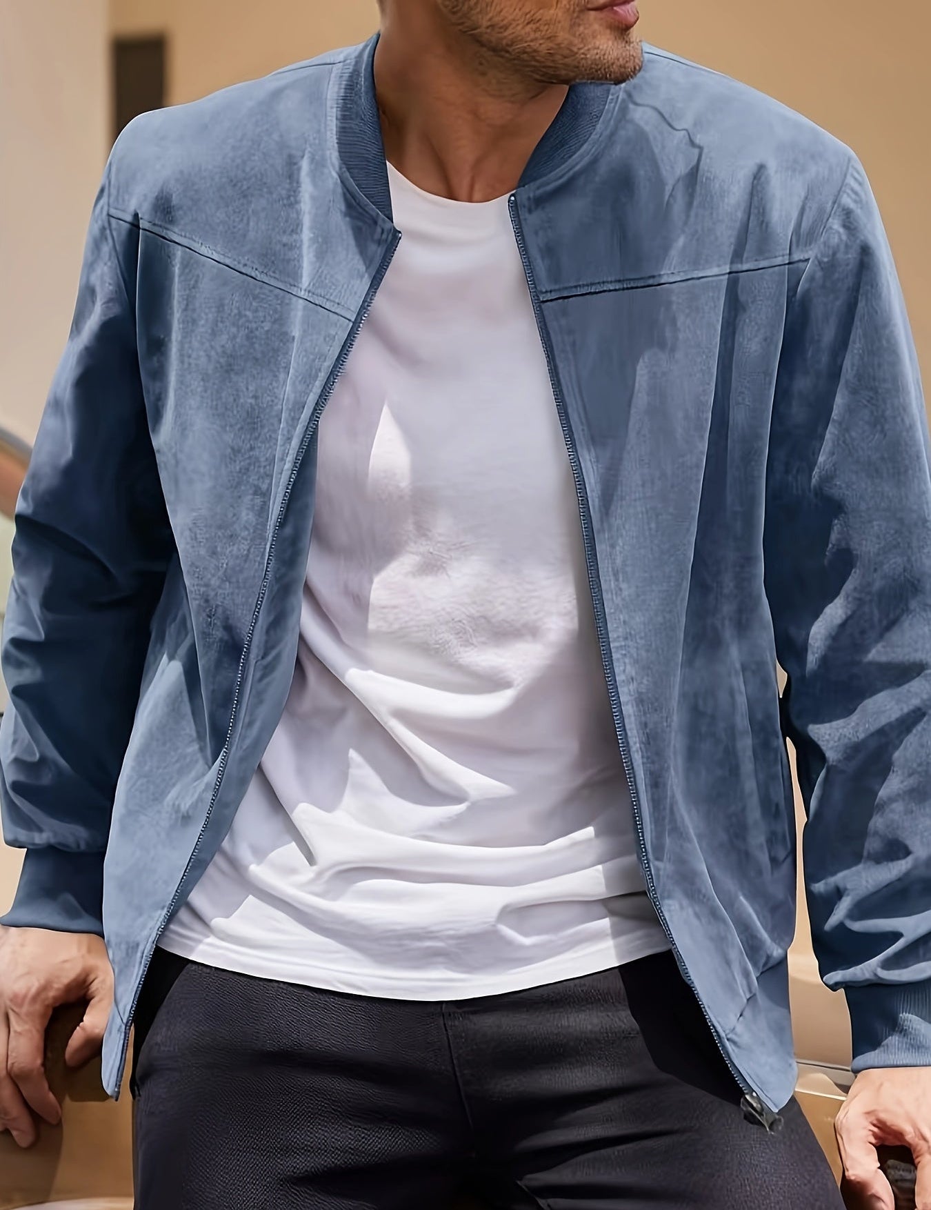 Dex | Herren-Zipperjacke in Wildleder-Optik – Produktansicht 1