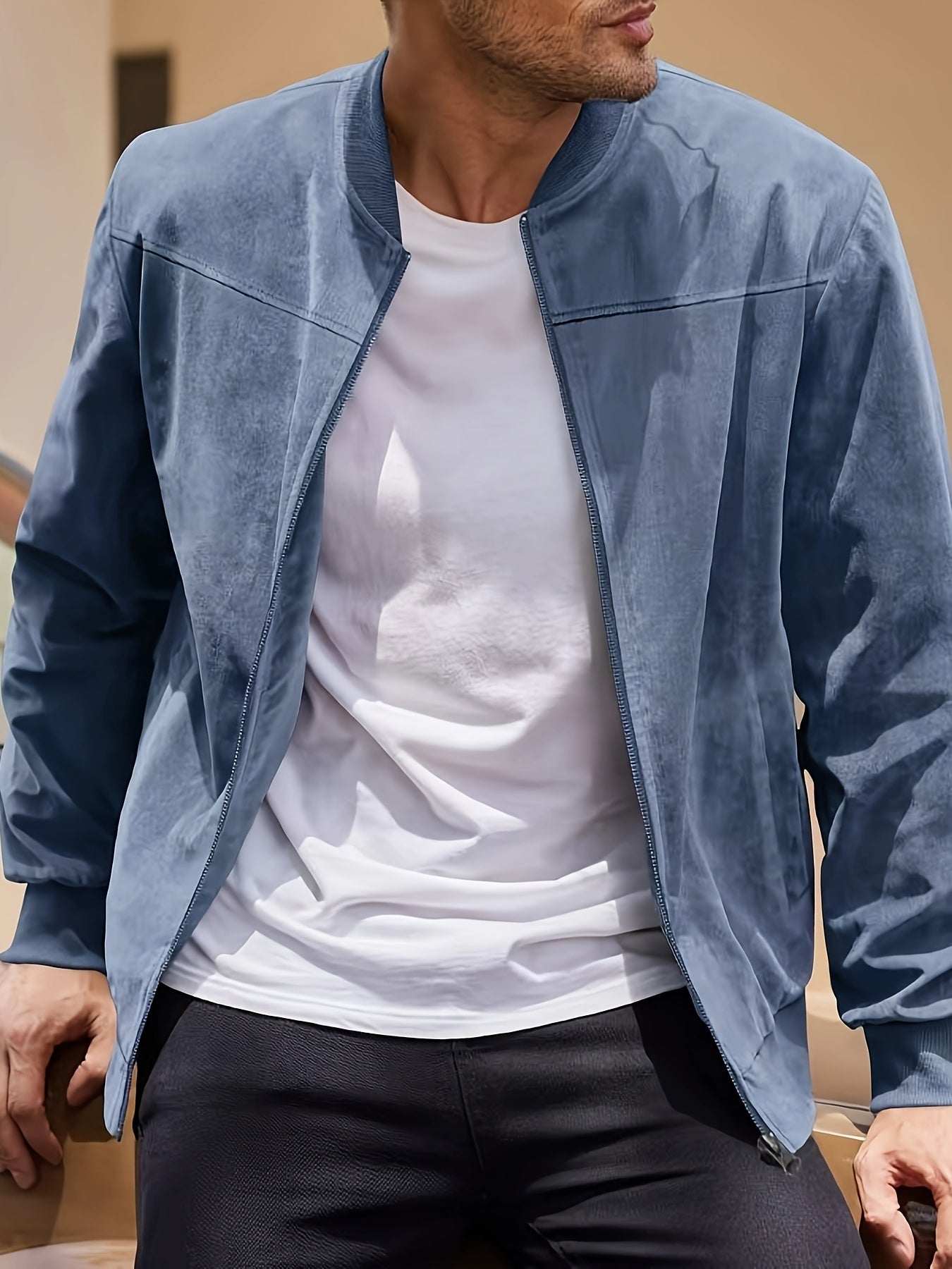 Dex | Herren-Zipperjacke in Wildleder-Optik – Produktansicht 1