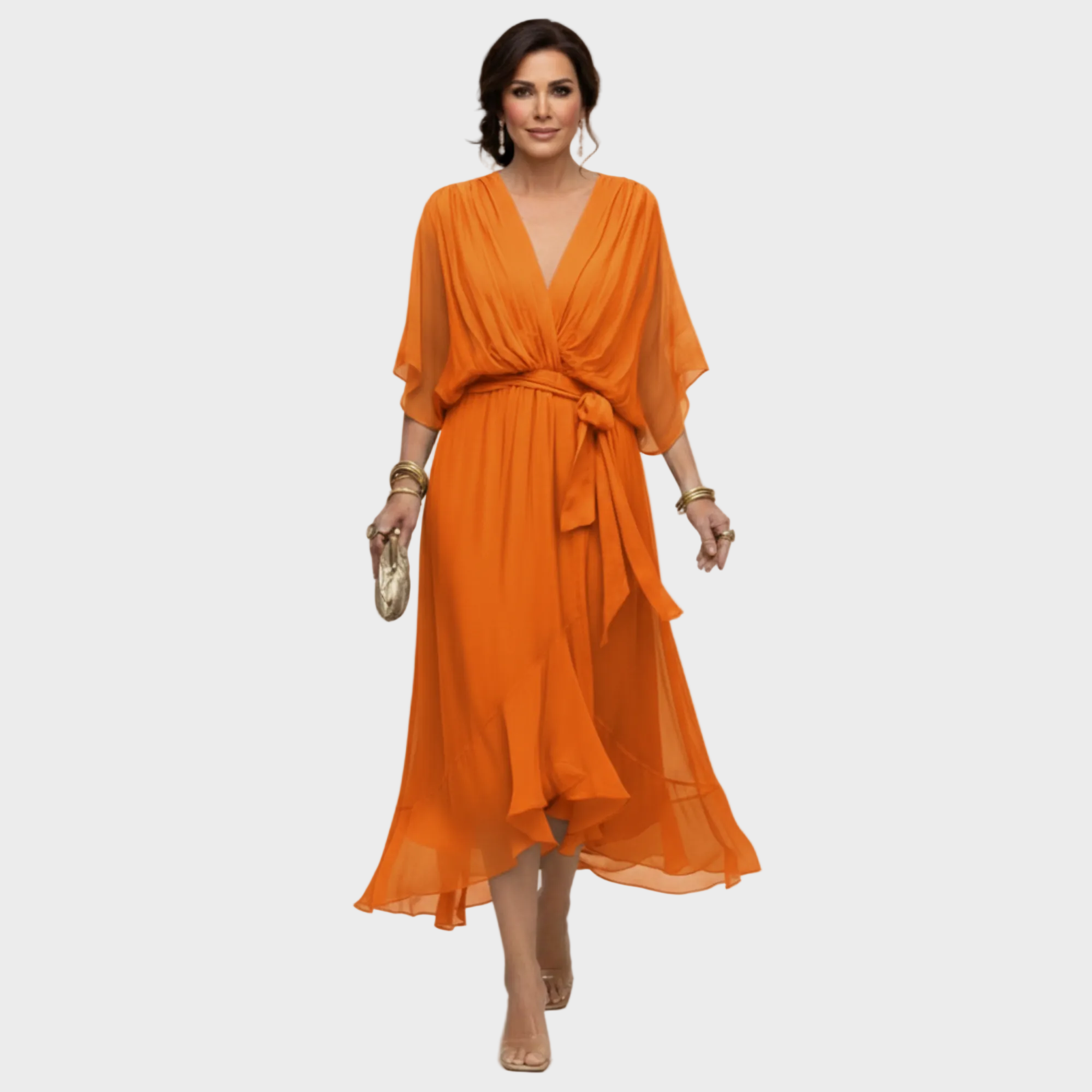 Monica Chiffonkleid mit V-Ausschnitt – Ansicht 08