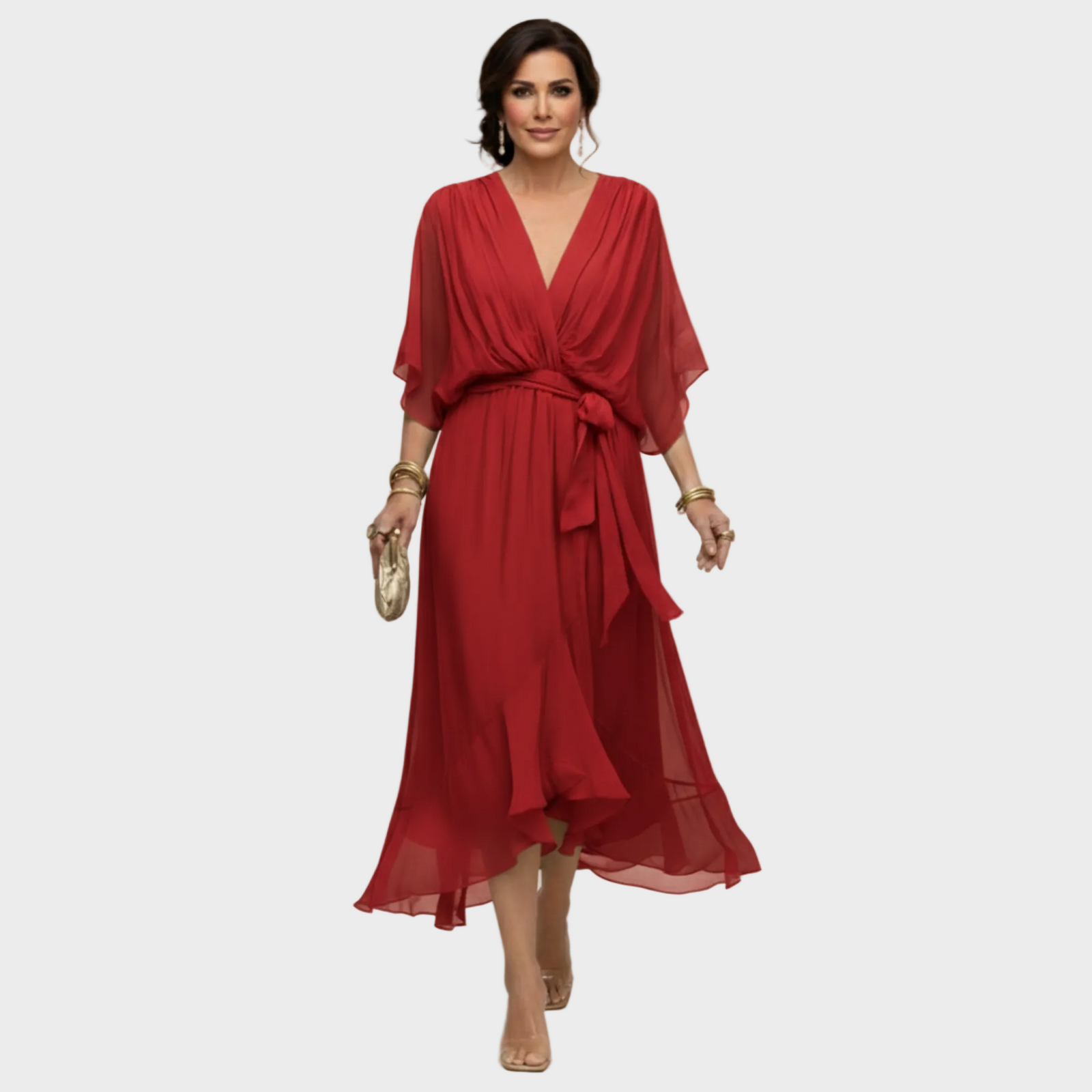 Monica Chiffonkleid mit V-Ausschnitt – Ansicht 07